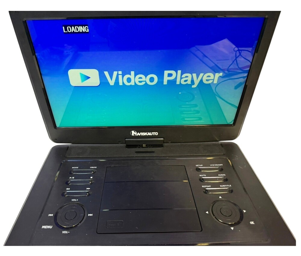 NAVISKAUTO BM1602B 16" Portable DVD Player Swivel Screen Remote Box Tested